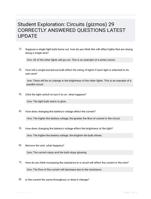 Student Exploration: Circuits (gizmos) 29 CORRECTLY ANSWERED QUESTIONS LATEST UPDATE