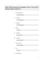 AQA GCSE German Foundation Tier 2.1G p.30-31 Study Guide Graded A+