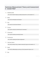 Summary Measurement Theory and Assessment II - EXAM PREP