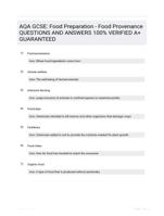 AQA GCSE: Food Preparation - Food Provenance QUESTIONS AND ANSWERS 100% VERIFIED A+ GUARANTEED