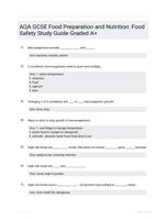 AQA GCSE Food Preparation and Nutrition: Food Safety Study Guide Graded A+