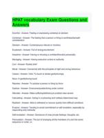 HPAT vocabulary Exam Questions and Answers