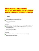 NURS-6512N-, ADVANCED HEALTH ASSESSMENT 2023-2024 100 QUESTIONS WITH ANSWERS