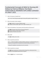 Fundamental Concepts & Skills for Nursing 6th Edition by Patricia Williams Test Bank - QUESTIONS & ANSWERS  EXPLAINED (GRADED A+) BEST 2023