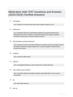 Medication Aide TEST Questions and Answers (2023/2024) (Verified Answers)