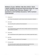 Midterm Exam: NR566/ NR 566 (2023/ 2024 Latest Update) Advanced Pharmacology for Care of the Family Exam Review| Weeks 1-4| Questions and Verified Answers| 100% Correct- Chamberlain