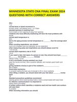 MINNESOTA STATE CNA FINAL EXAM 2024 QUESTIONS WITH CORRECT ANSWERS