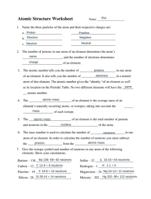 Atomic Structure & Isotopes Worksheet