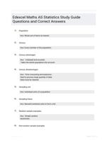 Edexcel Maths AS Statistics Study Guide Questions and Correct Answers