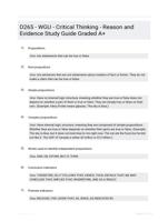 D265 - WGU - Critical Thinking - Reason and Evidence Study Guide Graded A+