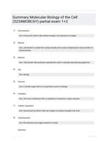 Summary Molecular Biology of the Cell (5234MOBC6Y) partial exam 1+2