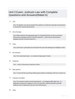 Unit 3 Exam; Joshua's Law with Complete Questions and Answers(Rated A)