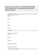 Esthetics Pivot Point 107 EXAM QUESTIONS (125 TERMS) WITH VERIFIED DEFINITIONS UPDATED 2024