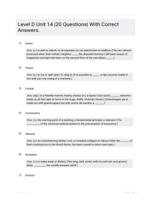 Level D Unit 14 |20 Questions| With Correct Answers.