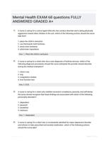 Mental Health EXAM 68 questions FULLY ANSWERED GRADED A+