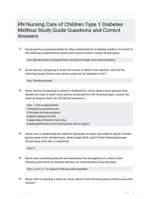 RN Nursing Care of Children Type 1 Diabetes Mellitus Study Guide Graded A+