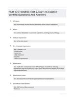 NUR 176 Hondros Test 2, Nur 176 Exam 2 Verified Questions And Answers