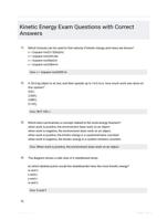 Kinetic Energy Exam Questions with Correct Answers 