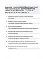 counselor EXAM LATEST 2024 ACTUAL EXAM 194 QUESTIONS AND CORRECT DETAILED ANSWERS WITH RATIONALES (VERIFIED ANSWERS) |ALREADY GRADED A+