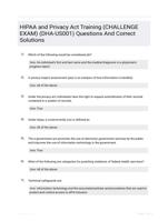 HIPAA and Privacy Act Training (CHALLENGE EXAM) (DHA-US001) Questions And Correct Solutions