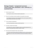 Biology Chapter 1 assignment answers QUESTIONS AND ANSWERS 100% VERIFIED A+ GUARANTEED