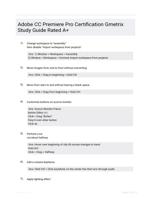 Adobe CC Premiere Pro Certification Gmetrix Study Guide Rated A+