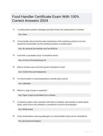 Food Handler Certificate Exam With 100% Correct Answers 2024