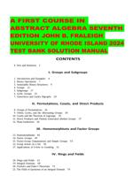 A FIRST COURSE IN  ABSTRACT ALGEBRA SEVENTH EDITION JOHN B. FRALEIGH UNIVERSITY OF RHODE ISLAND 2024  SOLUTION MANUAL