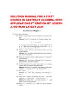 SOLUTION MANUAL FOR A FIRST COURSE IN ABSTRACT ALGEBRA, WITH APPLICATIONS 8TH EDITION BY JOSEPH J. ROTMAN LATEST 2024