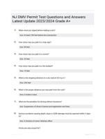 NJ DMV Permit Test Questions and Answers Latest Update 2023/2024 Grade A+