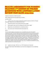 HEALTH ASSESSMENT FOR NURSING PRACTICE 7TH EDITION BY WILSON QUESTIONS WITH ANSWERS LATEST REVIEW TEST BANK 2023-2024