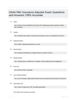 USAA P&C Insurance Adjuster Exam Questions and Answers 100% Accurate