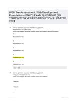 WGU Pre-Assessment: Web Development Foundations (PNVO) EXAM QUESTIONS (69 TERMS) WITH VERIFIED DEFINITIONS UPDATED 2024