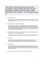 Test Bank For Nursing Informatics and the Foundation of Knowledge 5th Edition by Dee McGonigle, Kathleen Mastrian||ISBN NO:10,X||ISBN NO:13,978-9||All Chapters||Complete Guide A+