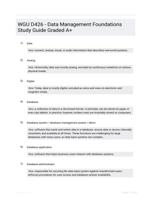 WGU D426 - Data Management Foundations Study Guide Graded A+