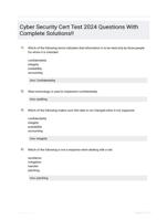 Cyber Security Cert Test 2024 Questions With Complete Solutions!!