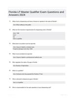 Florida LP Master Qualifier Exam Questions and Answers 2024