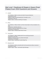 Mat Level 1 Readiness & Shapes in Space (Peak Pilates) Exam 2024 Questions and Answers