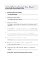 Hartman's Nursing Assistant Care - Chapter 19 Exam with Verified Answers