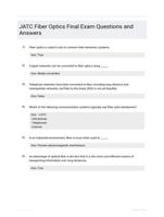 JATC Fiber Optics Final Exam Questions and Answers