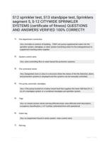 S12 sprinkler test, S13 standpipe test, Sprinklers segment 5, S-12 CITYWIDE SPRINKLER SYSTEMS (certificate of fitness) QUESTIONS AND ANSWERS VERIFIED 100% CORRECT!!