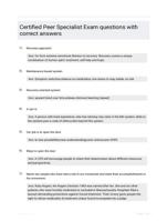 Certified Peer Specialist Exam questions with correct answers