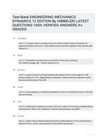 Test Bank ENGINEERING MECHANICS DYNAMICS 12 EDITION By HIBBELER| LATEST QUESTIONS 100% VERIFIED ANSWERS A+ GRADED