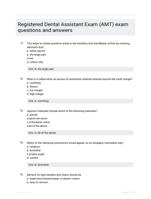 Registered Dental Assistant Exam (AMT) exam questions and answers