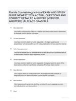 Florida Cosmetology clinical EXAM AND STUDY GUIDE NEWEST 2024 ACTUAL QUESTIONS AND CORRECT DETAILED ANSWERS (VERIFIED ANSWERS) |ALREADY GRADED A