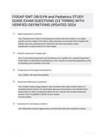 FISDAP EMT OB/GYN and Pediatrics STUDY GUIDE EXAM QUESTIONS (23 TERMS) WITH VERIFIED DEFINITIONS UPDATED 2024