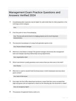 Management Exam Practice Questions and Answers Verified  2024