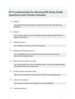 ATI Fundamentals for Nursing RN Study Guide Questions and Correct Answers