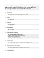 success in practical vocational nursing Study Guide Questions and Correct Answers