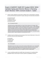 Exam 4: NUR257/ NUR 257 (Latest 2023/ 2024 Update) Aging and Chronic Illness in Nursing Exam Review| 100% Correct| Grade A - Galen